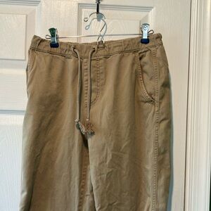 Men's Tan Casual Pants small urban pipeline straight leg drawstring waist